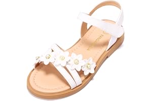 PANDANINJIA Girls Sandals Toddler Little Big Kids Kid Cute Open Toe Flats Dress Sandals Mona Summer Shoes
