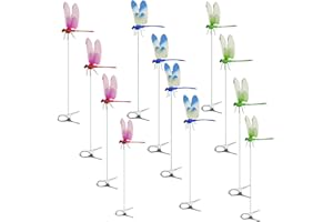 PYSUG 12 Pack Dragonfly Clip,Fake Dragonflies,Humming Bird Stakes Fake, Plastics Dragonfly for Garden Stakes Decor Yard Ornaments for Hat,Deer and Horse,Fly Scare Devices for Indoor Outdoor