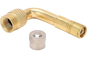 RiToEasysports 90 Degree Tyre Valve Extension, Brass Air Valve Adapter with Rotating Bottom for Easy Operation, Standard Schr
