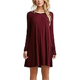 TINYHI Women's Casual Plain Fit Flowy Simple Swing T-Shirt Loose Tunic Dress¡