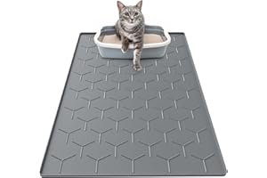 Garoopion Cat Litter Box Mat, Large 34" X 22" Cat Litter Mat, Waterproof Silicone Pad for Floor, Dark Gray