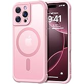 Thomo Magnetic for iPhone 16 Pro Case, [Full Camera Protection] [Compatible with Magsafe] Military-Grade Shockproof, Anti-Fingerprint Translucent Matte Phone Case,Pink