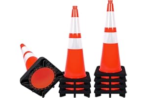 STRLON Traffic Cones 28 inch Orange 8 Pack Heavy Duty Safety Cones with Reflective Collars Fit Parking Lot,Driveway Road Traffic Control Construction Cones