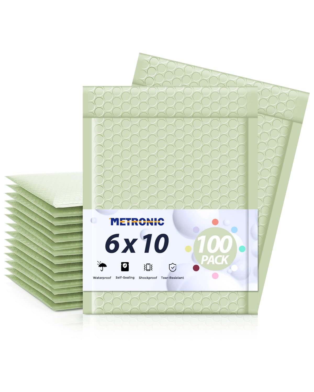Photo 1 of Metronic Bubble Mailers 6x10" 100 Pack Mint Green Self-Seal Padded Envelopes Usable Size 6x9" Waterproof Bubble Envelopes Cushioning Mailer for Small Business Mailing Makeup, Jewelry, Christmas Gifts