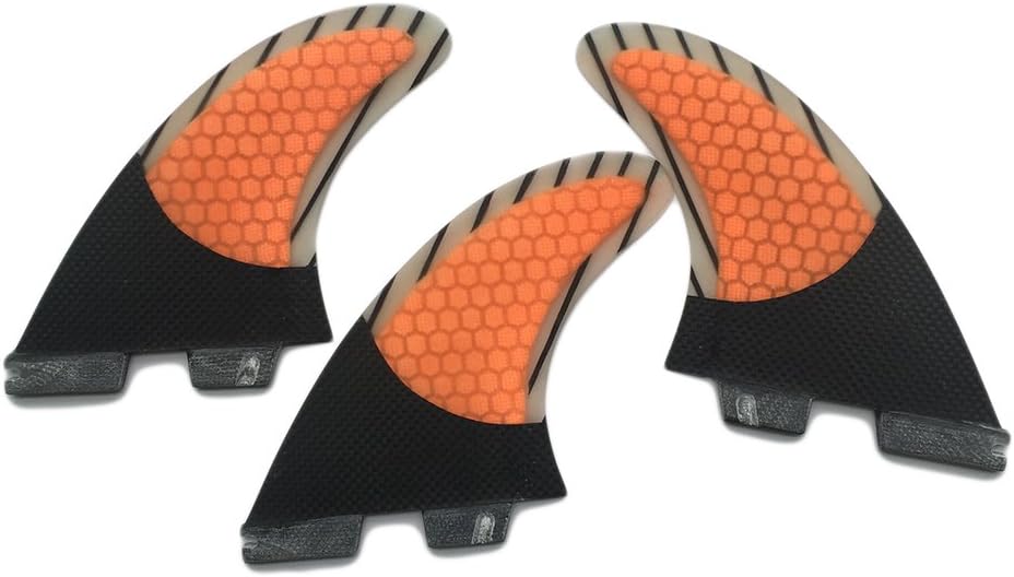 UPSURF Surfboard Double Tabs 2 Fins Base Fins M/L Fiberglass Tri Fin Carbon Thruster Set Honeycomb For Surfing (Orange G7)