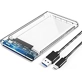 ORICO 2.5 inch Hard Drive Enclosure SATA to USB C 3.1 6Gbps External Hard Drive Case for 7/9.5mm HDD/SSD Support UASP Up to 6
