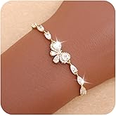 Tyebiva Dainty Gold Bow Rhinestone Slider Bracelet for Women, Trendy Adjustable Handmade Bowknot Drop Cubic Zirconia Box Chain Bracelets Prom Jewelry Gift