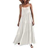 Boho Maxi Dress for Women Sleeveless Spaghetti Strap Long Dresses Flowy Beach Vacation Dresses