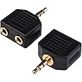 VCE 2-Pack 3.5mm Headphone Y Splitter, Gold Plated 1/8 inch Male to Dual Female Stereo Jack Adapter Compatible with Media Players & Audio Devices
