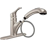Moen Renzo Spot Resist Stainless One-Handle Pullout Kitchen or Laundry Faucet Featuring Power Clean, CA87316SRS