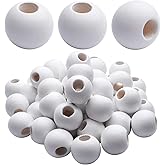 Wooden Spacer Beads - Jumbo 10mm & 25mm Round Balls, White - 50 Pieces for Handmade Decorations & Jewellery