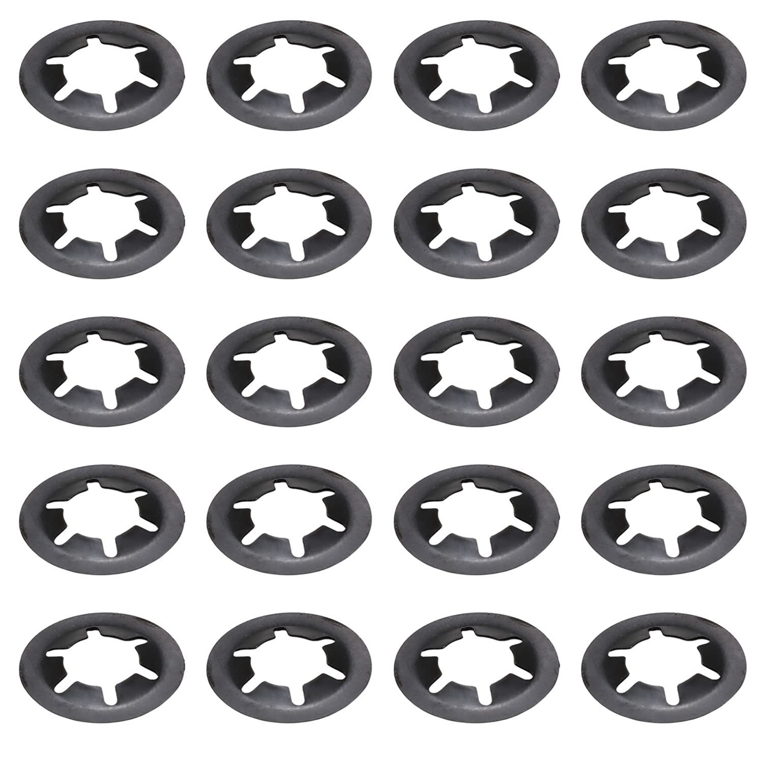 Othmro 20pcs Internal Tooth Starlock Washers Locking Washer , Push On Speed Clips Fasteners Assortment Kit,Quick Speed Locking Washers,Grey Stainless Steel