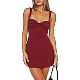 Summer Mini Dresses for Women Sleeveless Sexy V Neck Backless Lace Splicing Cocktail Party Straps Bodycon Dress