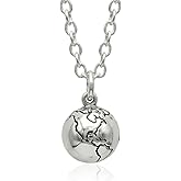 EnCharmed Sterling Silver Earth World Globe Charm Necklace, Travel Wanderlust Pendant Jewelry, 18"