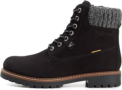 Damen Leder Schnürboot mit Strickdetail