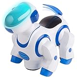 Kids Tech VA90024 Interactive Robotic Dog, Bump & Go, Lights Up Toy, Wagging Tail, Wiggling Head, Lights Up, Sing & Dance, Wags Its Tail & Wiggles, Lights Up, White/Blue