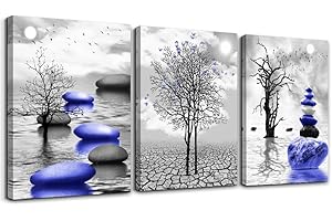 TTHYUEWS Canvas Wall Art For Living Room Modern Inspiration Wall Decor For Bedroom Office Wall Decoration Purple Abstract Wall Painting Black And White Pictures Home Decor 3 Piece Framed Art Prints