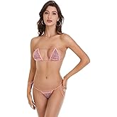 Dadress Sequin Bikini Set for Women Shiny Extreme Sexy See Through Swimsuit Spaghetti Strap Mini Bikini Bathing Suits