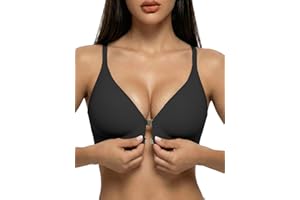 Rolral Front Closure Bras for Women Magnetic Deep V Bra Racerback Wireless Seamless Bralettes Comfy No Underwire Jelly Bra