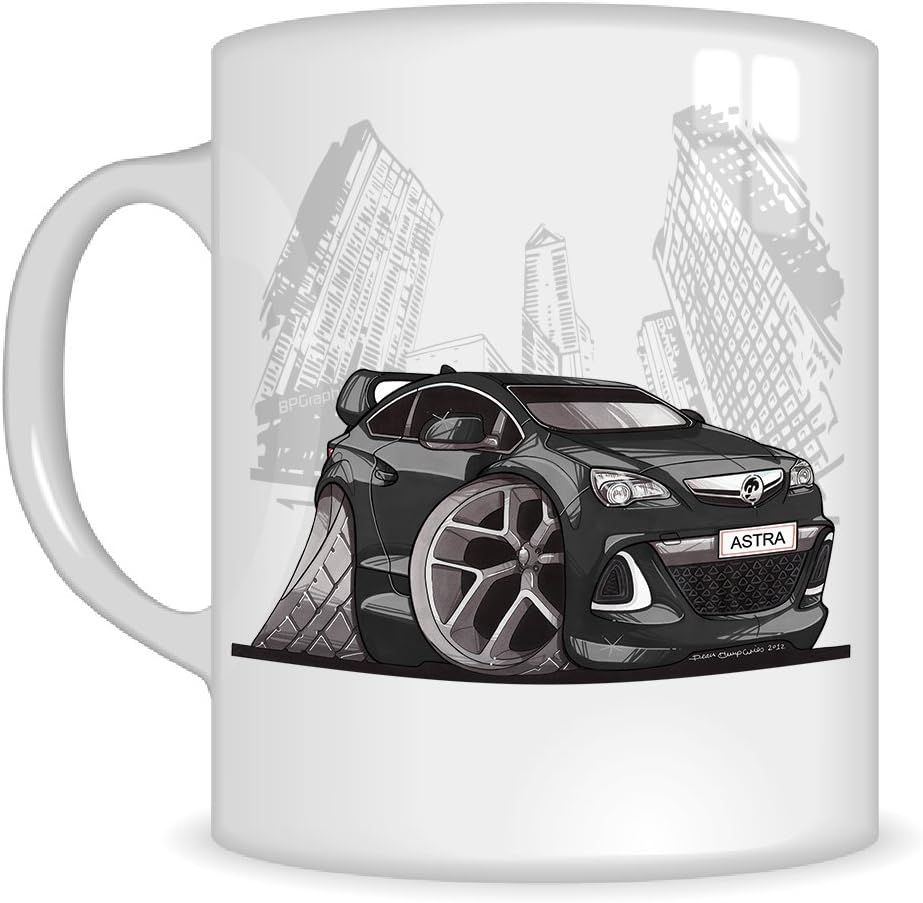 Koolart Gifts K3159-MG Cartoon of Vauxhall Astra VXR - Caricature Black Vauxhall Mug Gift for Men ( Mugs)