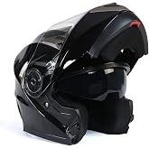 Milwaukee Helmets MPH9806DOT Ionized Gloss Black Advanced Motorcycle Modular Helmet Biker w/ Drop Down Visor