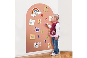 WARASEE Magnetic Wall Decal Arch, 15" x 31" Magnetic Chalk Board Sticker for Kids, Playroom, Home（Milk Tea）