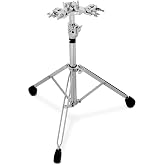 Double Tom Stand with 3 Integrated Clamps for Toms Cymbals (9713PM) | Heavy Duty Tom Stand with Double Braced Legs, Space Saving Multi-Mount Drum Hardware for Stage, Practice and Studio Use