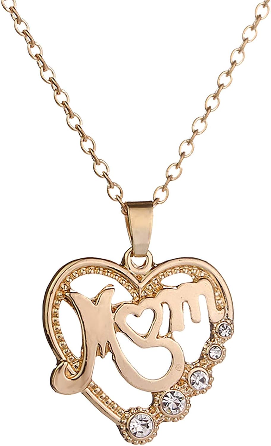 Xcvbnm Female Heart Silver Necklace with Sparkling