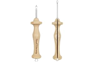 WOOL QUEEN Hand U Journey 8# Fine & 10# Regular Size Beech Wood Handle Punch Needle Rug Hooking Tool Sets-with Oxford Open-Side Design