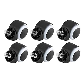 5x Office Chair Caster Wheel Swivel Rubber Wood Floor Home