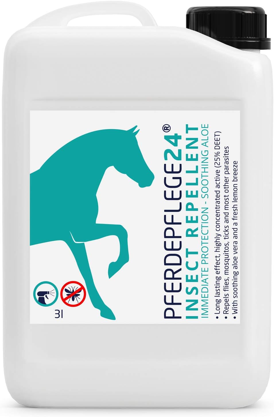 PFERDEPFLEGE24 Horse Fly Spray with DEET, Long-Lasting, Highly Concentrated Fly Repellent for Horses against Mosquitoes Ticks