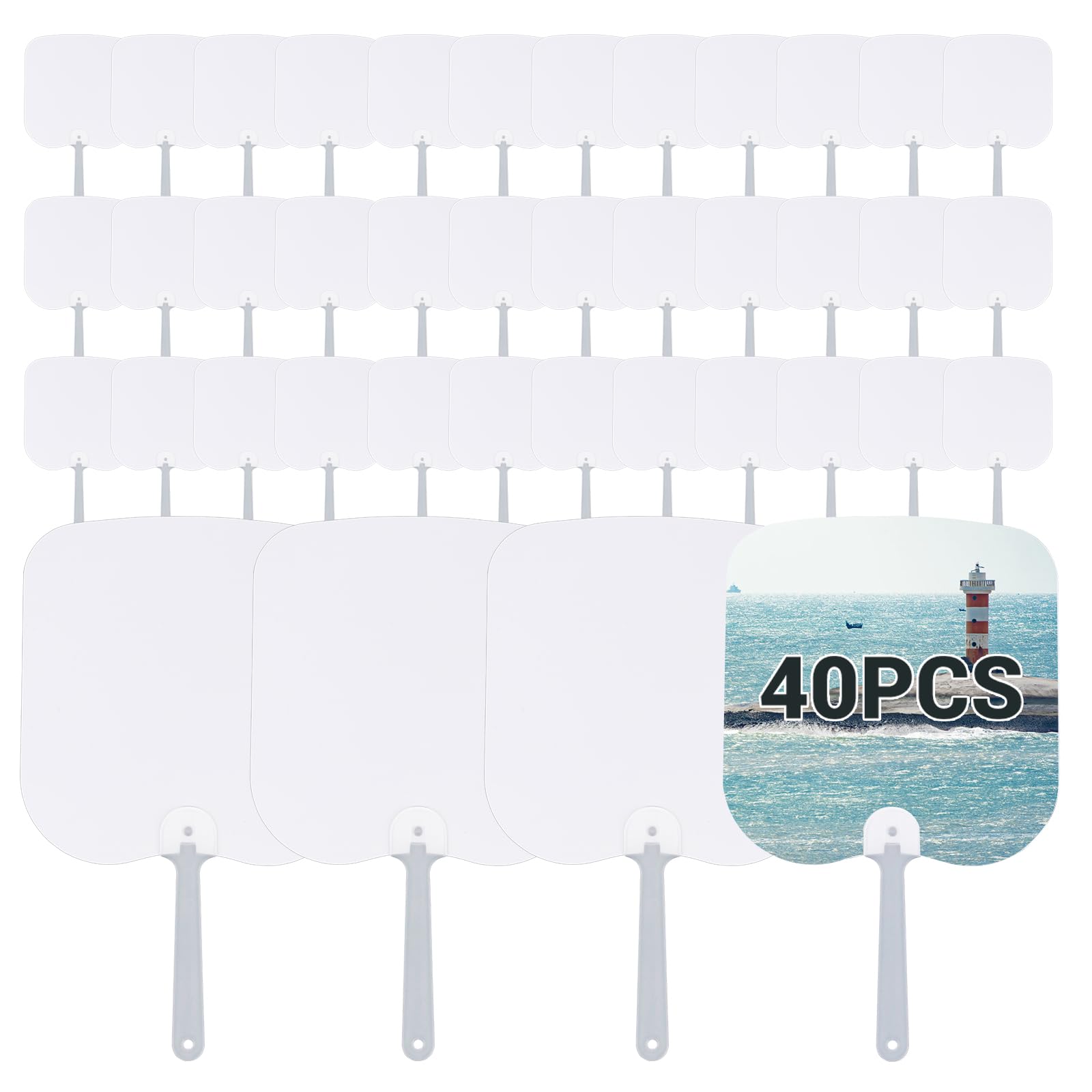 Photo 1 of 40 Pcs Church Fans Sublimation Fans Blank Double-Sided Handheld Fans Set, Sublimation Paddle Fan Blanks?DIY Hand Fans for Church Parties and Wedding Fans for Guests (40 pcs Sublimation Fans)