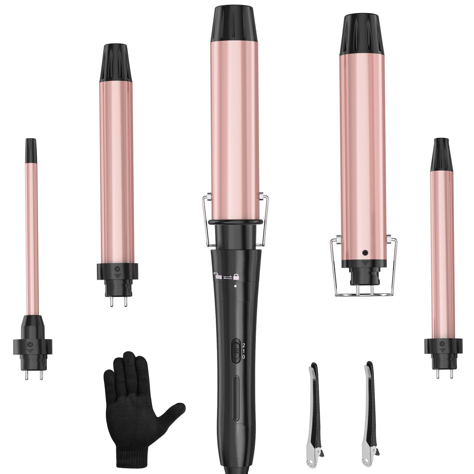 Photo 1 of Denvek Curling Iron Set,Hair Curler Wand and Waver 0.35 inch to 1.5 inch Hair Crimper Hair Styler Tool for Hair Tool Wand Curler (Pink)