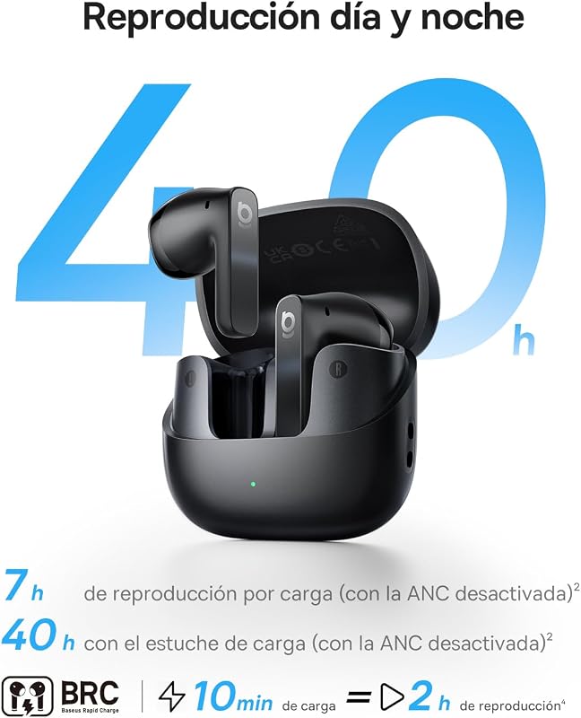 BS1 NC Auriculares Inalámbricos Blueooth Semi-In-Ear, Auriculares Bluetooth Cancelación de Ruido, Audifonos Inalambricos, Hi-Res, Driver 13 mm, 6 Mic AI, IP55, 55 Horas, Bluetooth 6.0