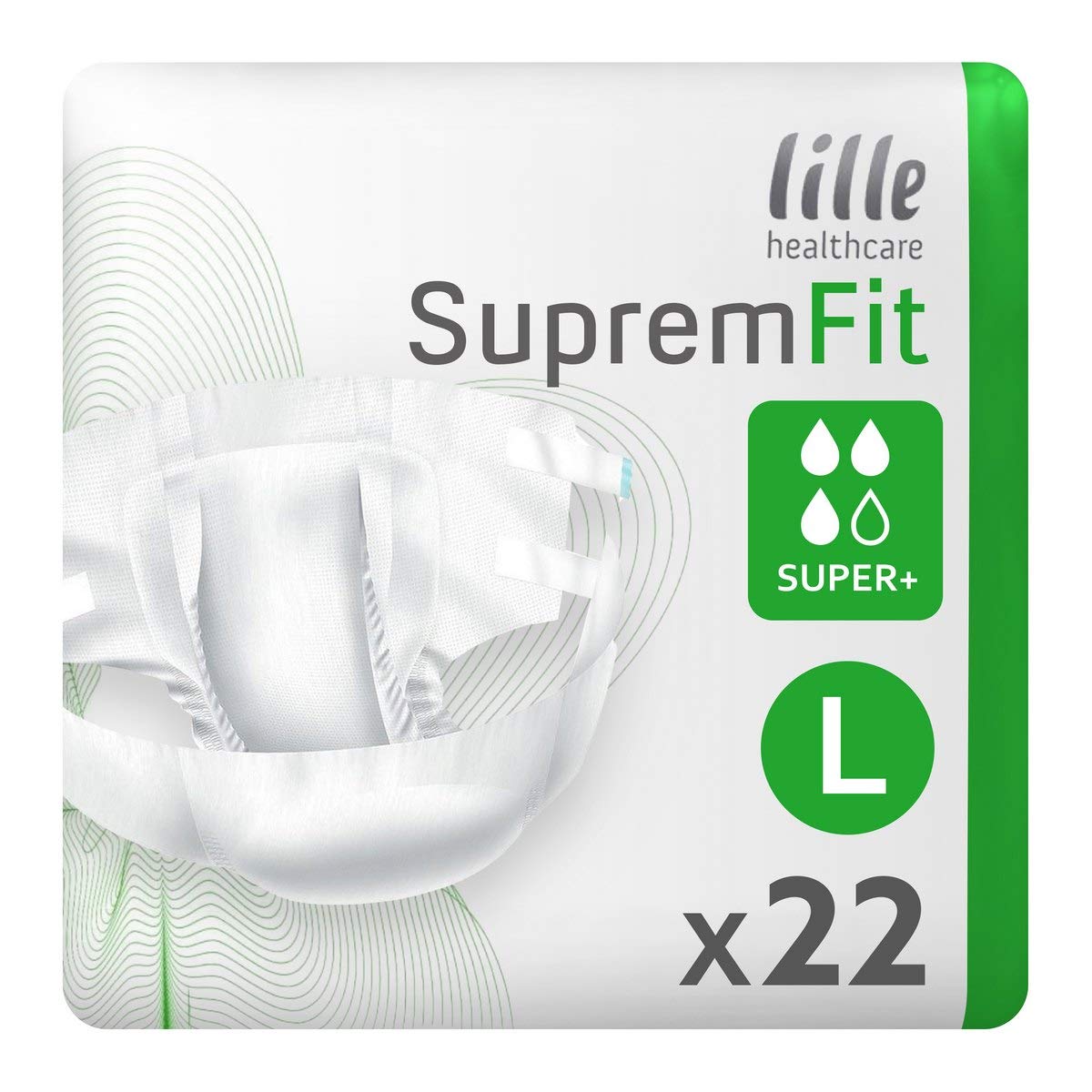 LILLE Suprem Fit All-in-One Briefs, Pack of 20, Super +, 3100ml, Adult Diapers for Men and Women, Incontinence Pants with Anti-Leak Barriers for Hygienic Use, Absorbent Undergarments