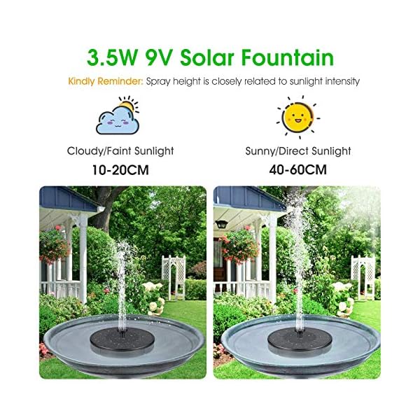 Gocheer Upgraded Solar Fountain, 3.5W 9V Bird Bath Water Pump Free-Standing Floating Solar Powered Fountain Pump with…