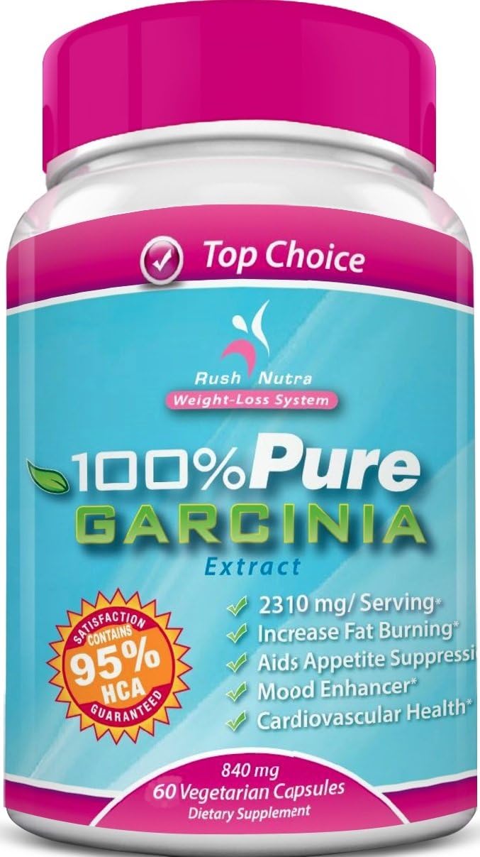 Best Garcinia Cambogia Extract - 100% PURE Garcinia Cambogia by Rush Nutrition -60 Capsules (Featuring Clinically-Proven, 95% HCA Extract for Weight-Loss) 3000 mg per Serving