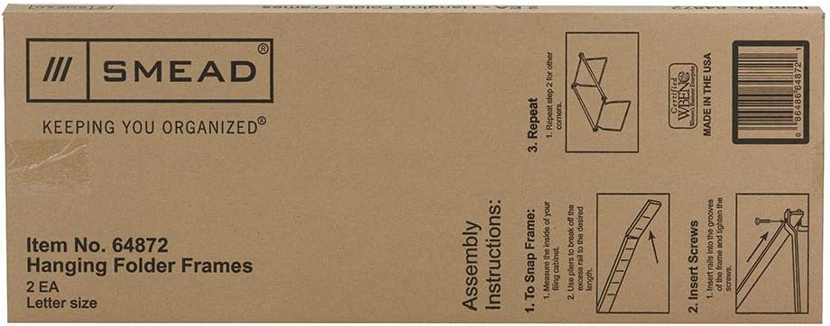 Smead Steel Hanging File Folder Frame, Letter Size, Gray, Adjustable Length 23" to 27", 2 per Pack (64872) : Office Products