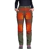 DEWBU Heated Pants for Women with 12V Battery Pack Fleece Lined Outdoor Softshell Pants Electric Heating Trousers