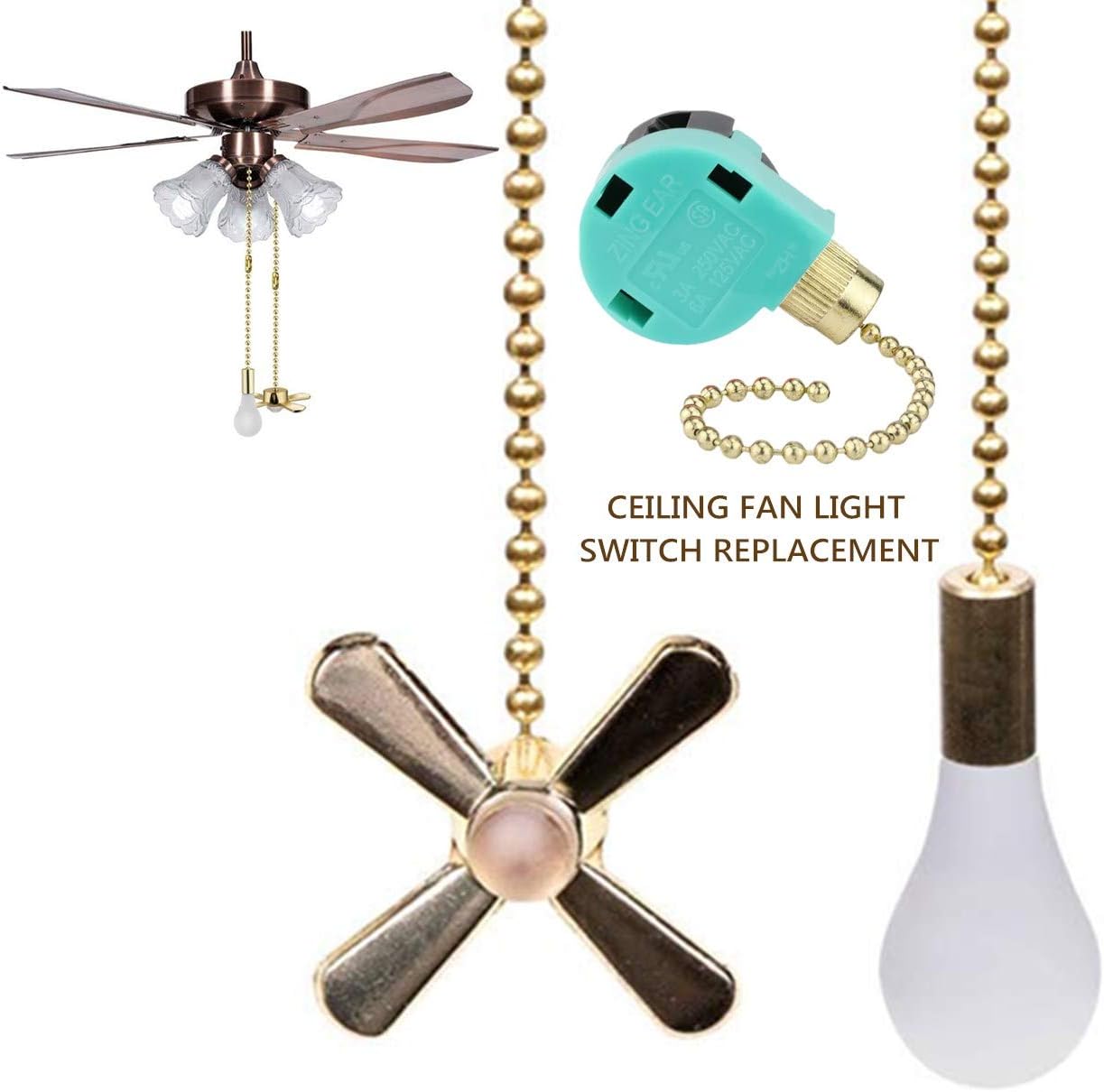 Ceiling Fan Pull Chain Ceiling Fan Switch Ze-268s6 4 Wire Fan Switch Fan Control Switch Zing Ear 4 Wire Fan Switch Brass - - 