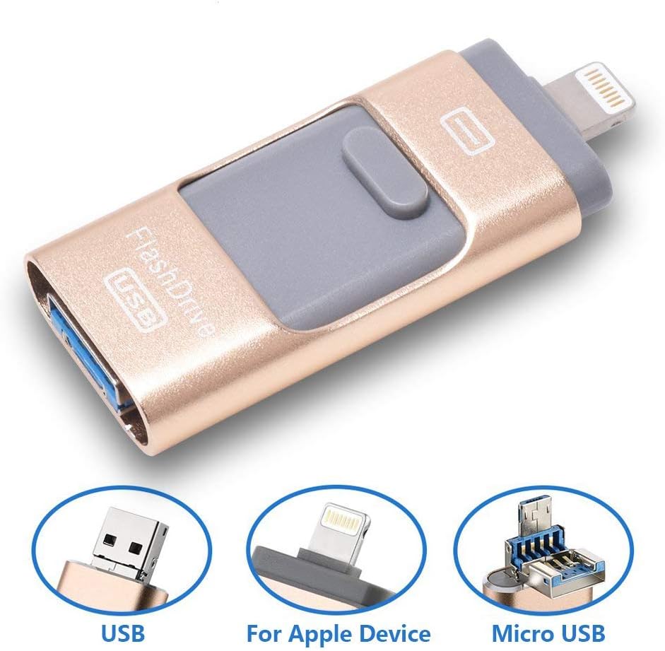 3 in 1 USB Flash Drive 64Gb Memory Photo Stick, External Thumb Storage Drive