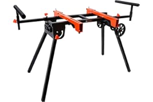 TOYAKI Miter Saw Stand With Wheels, Folding Work Table With Quick Release Tool Mounting System, Portable Saw Horse With 500 Lbs Load Capacity (Black)