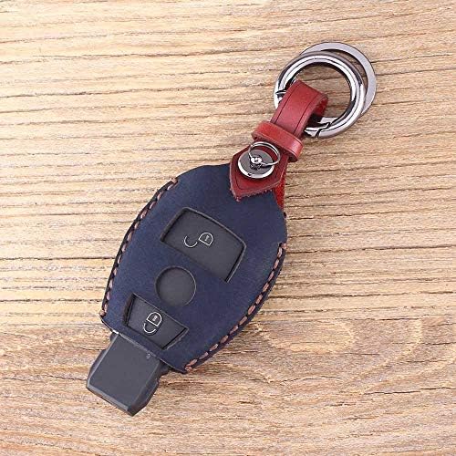 Atonix Premium Vintage Genuine Leather Car Key Shell Holder Smart Key Fob Remote Case Cover Fits for 2/3 Buttons Mercedes Benz C E S M CLA CLS CLK G Class