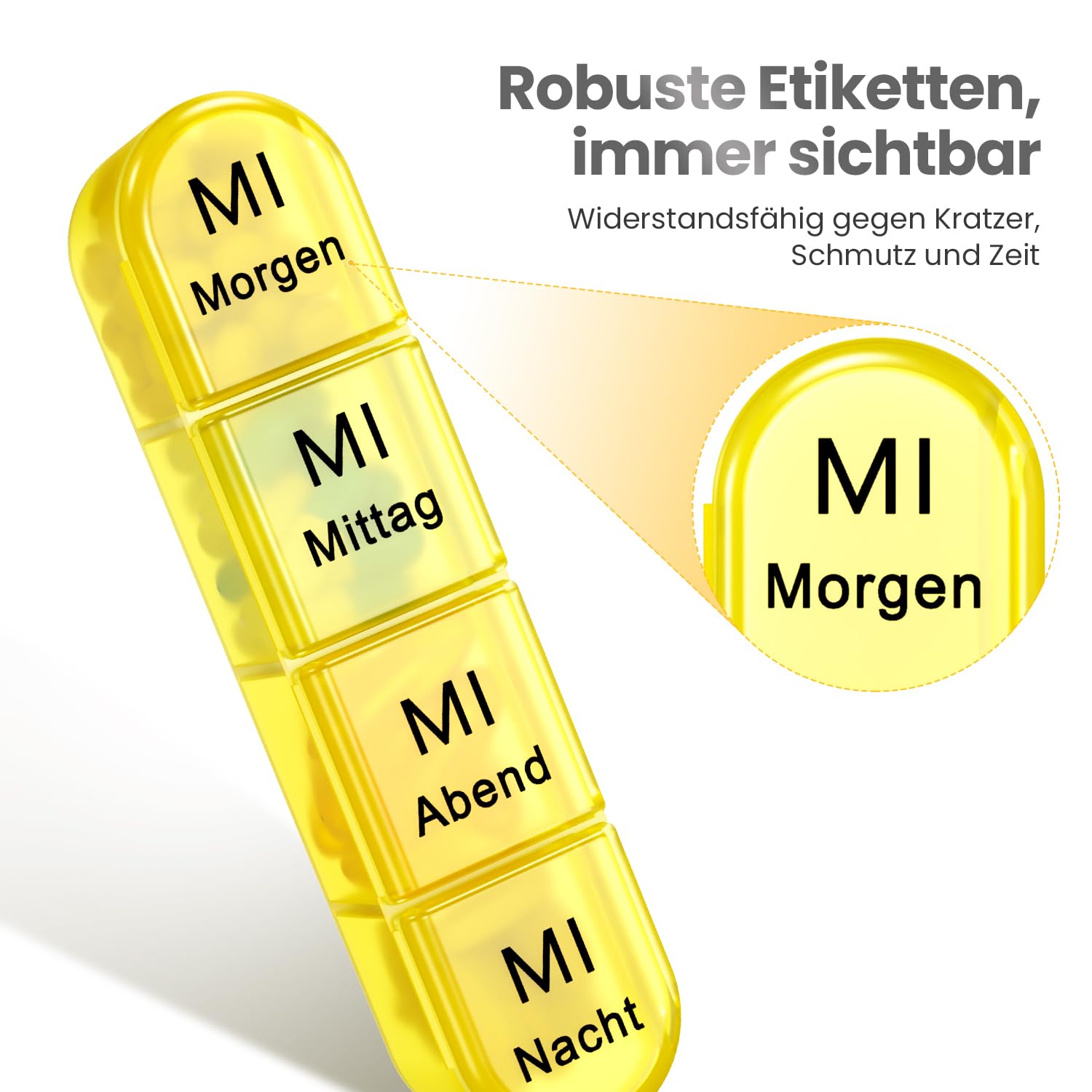 Doruimi Tablettenbox 7 Tage Morgens Mittags Abends, Klein Pillendose Große Fächer, Medikamentenbox 7 Tage 4 fächer mit Einfachem Offenem Design für Unterwegs - Schwarz 5