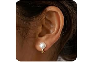 CASSIECA 14K Gold Plated Clip on Pearl Earrings for Women Girls - Long Dangle Pearl Drop Ear Clips for Wedding, Bridal Gifts