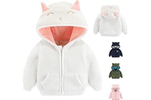 GAJAOUS Newborn Infant Baby Boys Girls Cartoon Fleece Hooded Jacket Coat with Ears Warm Todder Kids Outwear Coat Zipper Up 0-6Y