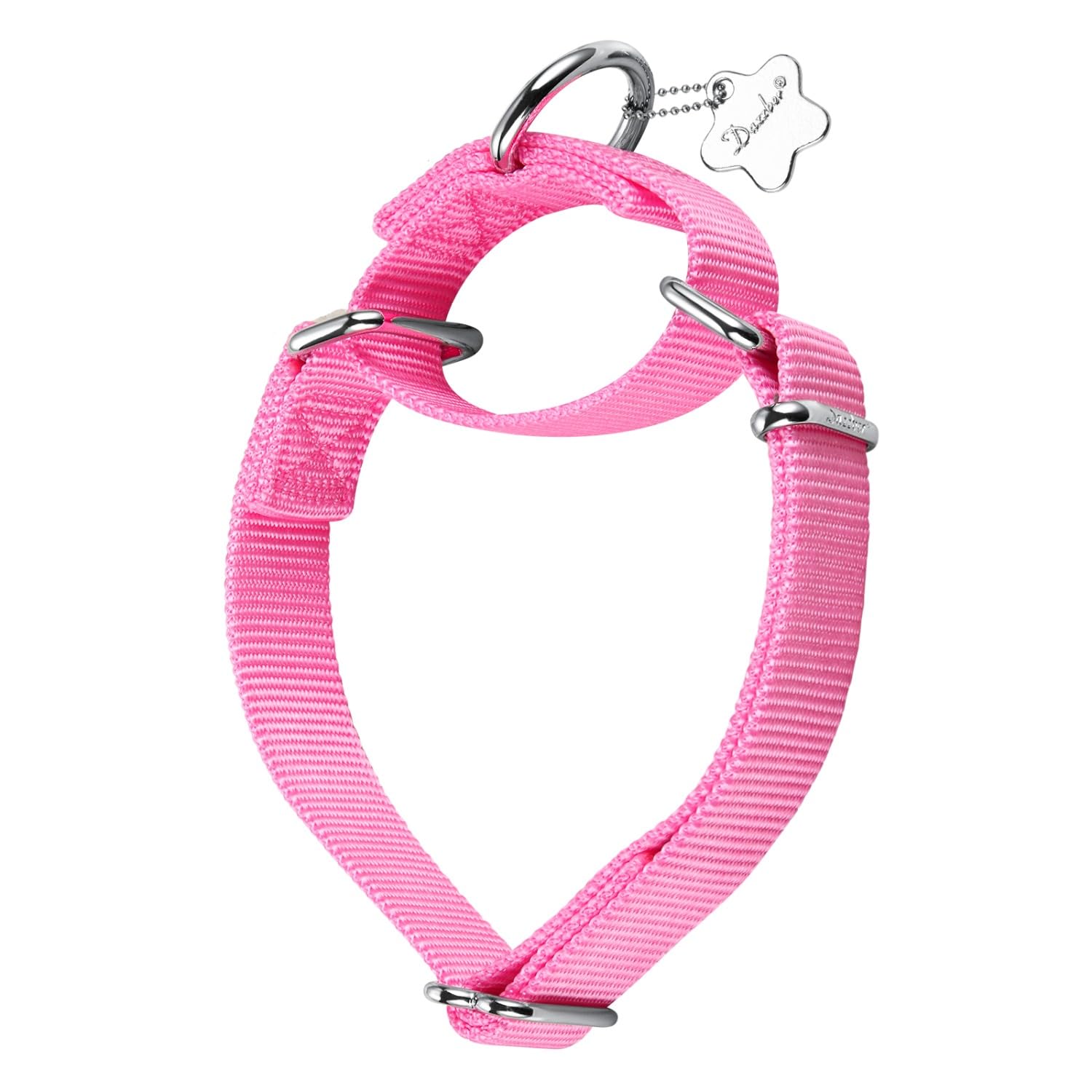 Dazzber Martingale Dog Collars - Heavy Duty Nylon Anti - Escape Pet Collar for Medium and Large Dogs - Walking Training Daily Use.(Large, Baby Pink)