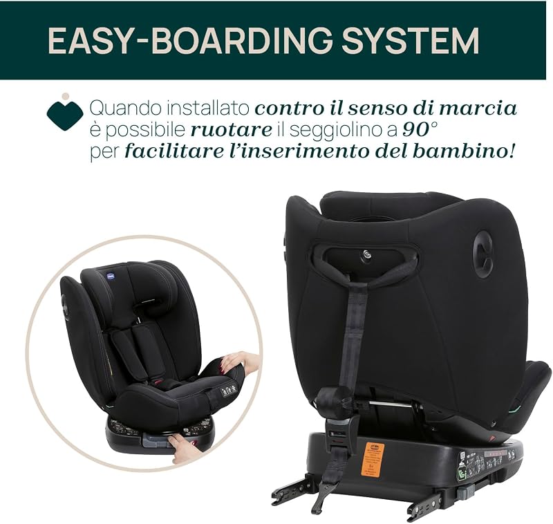 Unico Evo I-Size, Seggiolino Auto 0-36 Kg, omologato ECE R129/03, Isofix Girevole A 360° E Reclinabile, Gruppo 0+/1/2/3 Da 0 A 12 Anni