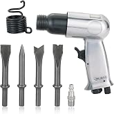 FLKQC 150mm Air Hammer Kit with 4 Chisels &amp; Quick Change Retainer | 4500 BPM Short Barrel Pneumatic Hammer, Air Shovel Tool for Automotive, Metal, and Masonry Work