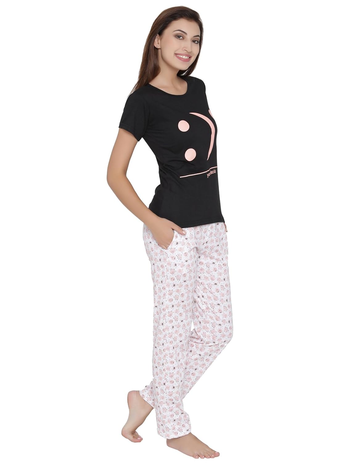 clovia womens printed top & pyjama set